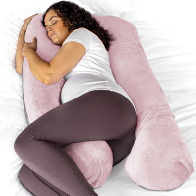 Aamira U Shaped Pregnancy Pillow Pink & Grey, 135X75X20Cm Shredded Memory Foam Full Body Maternity Cushion For Sleeping - image 1