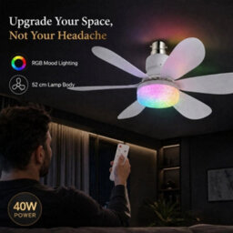 40W White Rgb Led Ceiling Fan Light 1 Pc Diamond Lampshade Remote B22 - thumbnail 2