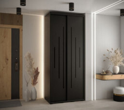 Arte Cannes Xii Sliding Door Wardrobe W110Cm - Sleek Black Storage For Compact Spaces - thumbnail 2