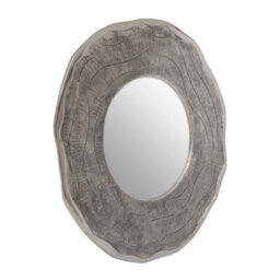 Orsina Large Oak Effect Silver Wall Mirror, Contemporary Round Wall Mirror For Living Room, Heavy Metal Art Mirror - thumbnail 2