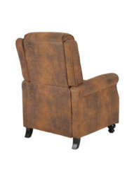Recliner Manual Chair In Brown Faux Leather Suede - thumbnail 6