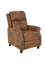 Recliner Manual Chair In Brown Faux Leather Suede - thumbnail 7