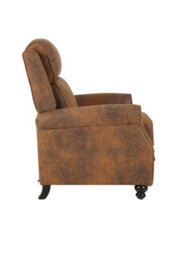 Recliner Manual Chair In Brown Faux Leather Suede - thumbnail 4