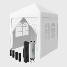 Sundaze Garden Pop Up Gazebo Party Tent Camping Marquee Canopy With 4 Sidewalls Carrying Bag White 2X2M