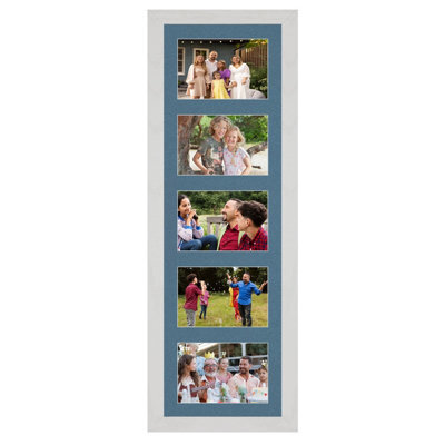 AK Frames 26X8 White Ash Modern Multi Photo Frame With Pompadour Mount - Holds 5 Apertures (5X) 6X4 Photos - image 1