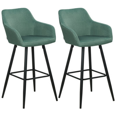 Beliani Set Of 2 Bar Chairs Casmalia Velvet Dark Green - image 1
