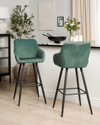Beliani Set Of 2 Bar Chairs Casmalia Velvet Dark Green - thumbnail 2