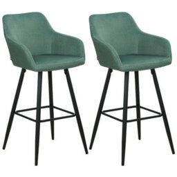 Beliani Set Of 2 Bar Chairs Casmalia Velvet Dark Green - thumbnail 1
