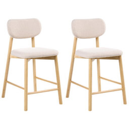 Beliani Set Of 2 Bar Chairs Mills Boucle Light Brown/ Beige - thumbnail 4