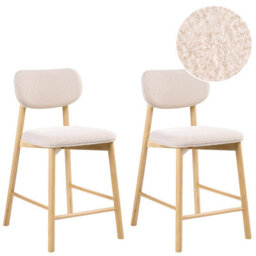 Beliani Set Of 2 Bar Chairs Mills Boucle Light Brown/ Beige - thumbnail 1