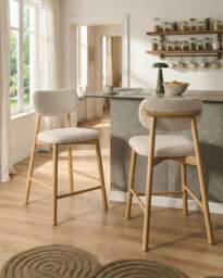 Beliani Set Of 2 Bar Chairs Mills Boucle Light Brown/ Beige - thumbnail 2