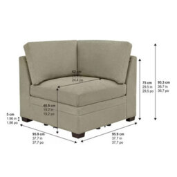 Xample Thomasville Tisdale Beige Fabric Corner Chair With Pocket Coil Seat Cushion & Solid Wood Legs Compatible With Tisdale Modular Sofa - thumbnail 2