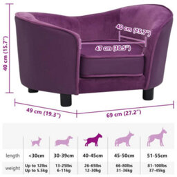 Berkfield Sturdy Dog Sofa Burgundy 69X49X40 Cm Plush And Faux Leather - thumbnail 8
