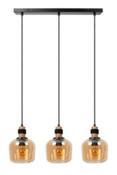 Lucide Ilona 3 Light Bar Glass Ceiling Pendant Light Amber - thumbnail 2