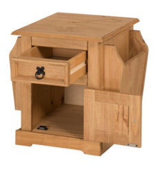 Mercers Furniture Corona Magazine Rack Newspaper 1 Door 1 Drawer Table Bedside Cabinet Lamp Solid Wood Pine Wooden Mexican Styling - thumbnail 5