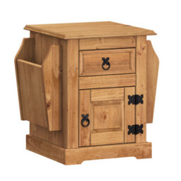 Mercers Furniture Corona Magazine Rack Newspaper 1 Door 1 Drawer Table Bedside Cabinet Lamp Solid Wood Pine Wooden Mexican Styling - thumbnail 3