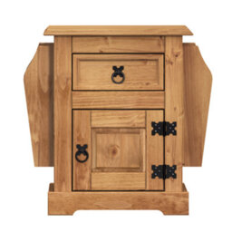 Mercers Furniture Corona Magazine Rack Newspaper 1 Door 1 Drawer Table Bedside Cabinet Lamp Solid Wood Pine Wooden Mexican Styling - thumbnail 2