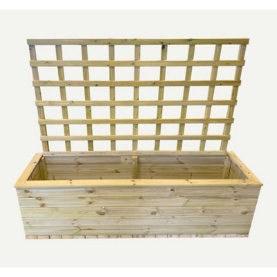 Churnet Valley Garden Furniture Ltd Multi Pack Of 3 - Deluxe Extra Large Trough With Trellis - Timber - L58 X W183 X H52 Cm - Partially Assembled - image 1