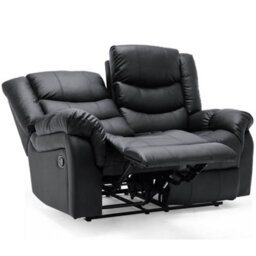More4Homes Seattle Manual High Back Bonded Leather Recliner 2 Seater Sofa (Black) - thumbnail 5