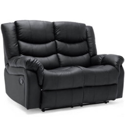 More4Homes Seattle Manual High Back Bonded Leather Recliner 2 Seater Sofa (Black) - thumbnail 2