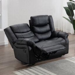 More4Homes Seattle Manual High Back Bonded Leather Recliner 2 Seater Sofa (Black) - thumbnail 1