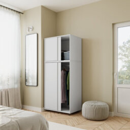 Urbn-Living Urbnliving 180Cm Height 4 Sliding Doors White Wardrobe Bedroom Storage Closet Hanging Rail Cupboard Unit - thumbnail 2