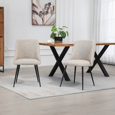 Set Of 2 Morandi Fabric Dining Chairs - Brown - image 1