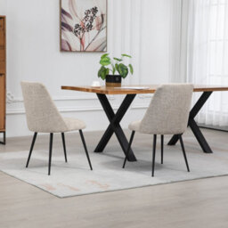 Set Of 2 Morandi Fabric Dining Chairs - Brown - thumbnail 5