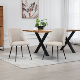 Set Of 2 Morandi Fabric Dining Chairs - Brown - thumbnail 2