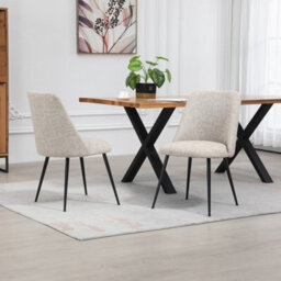 Set Of 2 Morandi Fabric Dining Chairs - Brown - thumbnail 4