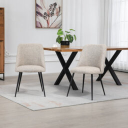 Set Of 2 Morandi Fabric Dining Chairs - Brown - thumbnail 1