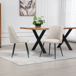 Set Of 2 Morandi Fabric Dining Chairs - Brown - thumbnail 3