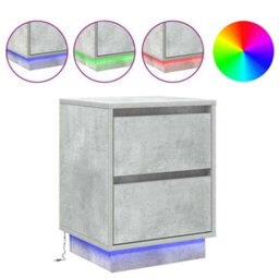 Berkfield Bedside Cabinet With Led Lights Concrete Grey 39X34.5X50 Cm - thumbnail 4