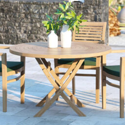 Eterna Fiji Teak Garden Outdoor Dining Table & 4 Seat Chair Set - With Black Cushions - thumbnail 4