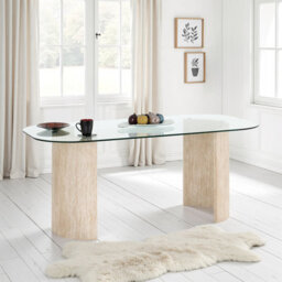 Seconique Modena Dining Table - Glass Top / Cream Marble Effect