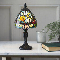 Luminosa Lighting Luminosa Sylvette 1 Light Mini Table Lamp Dark Bronze, Tiffany Glass, E14 - thumbnail 2