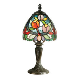 Luminosa Lighting Luminosa Sylvette 1 Light Mini Table Lamp Dark Bronze, Tiffany Glass, E14