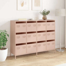 Berkfield Sideboard Pink 135X39X103.5 Cm Cold-Rolled Steel - thumbnail 3
