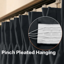 Oxford Homeware Plain Black 230Gsm Blackout Curtain Thermal Insulated Pencil Pleat Ready Made Curtain Pair (W)168Cmx(L)183Cm - thumbnail 6