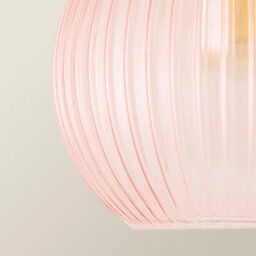 Valuelights Maddison Ribbed Pink Glass Easy Fit Ceiling Shade And Bulb - thumbnail 4