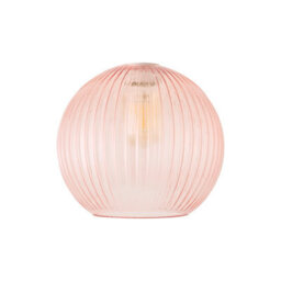 Valuelights Maddison Ribbed Pink Glass Easy Fit Ceiling Shade And Bulb - thumbnail 6