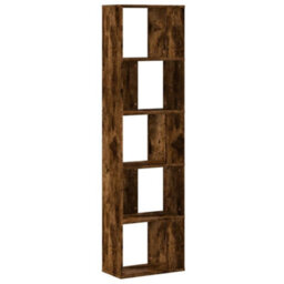 Berkfield Bookcase 5-Tier Smoked Oak 45X23.5X162.5 Cm Engineered Wood - thumbnail 5