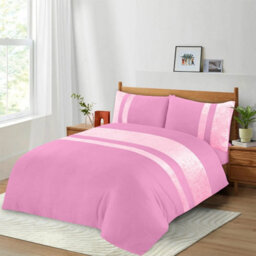 Casabella Luxury Crushed Velvet Panel Band Duvet Cover Sets With Pillow Case King Duvet Cover Bedding Set Pink - thumbnail 4