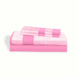 Casabella Luxury Crushed Velvet Panel Band Duvet Cover Sets With Pillow Case King Duvet Cover Bedding Set Pink - thumbnail 5
