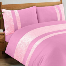 Casabella Luxury Crushed Velvet Panel Band Duvet Cover Sets With Pillow Case King Duvet Cover Bedding Set Pink