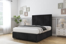 "Sloomy Lancaster Black Naples Divan Bed Set 2 Drawers Right Side - 54"" Floor Standing  & 12""  Footboard 4'6 Double" - thumbnail 2