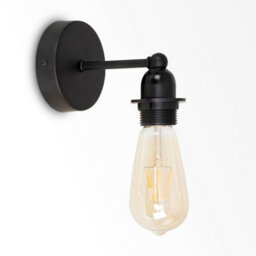 Valuelights Cambourne Pair Of Industrial Style Satin Black Pipework Single Wall Lights - thumbnail 3