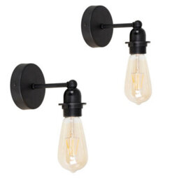 Valuelights Cambourne Pair Of Industrial Style Satin Black Pipework Single Wall Lights - thumbnail 2