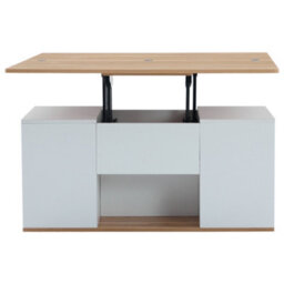 Btm Lift-Top Coffee Table With Storage, 2 Drawers, White & Oak, Living Room - thumbnail 7