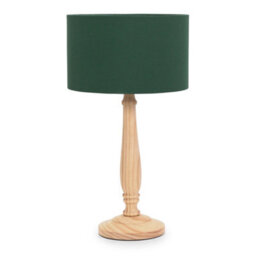 Valuelights Victoria Traditional Light Wood Candlestick Table Lamp With Forest Green Drum Shade - Led Bulb Included - thumbnail 2